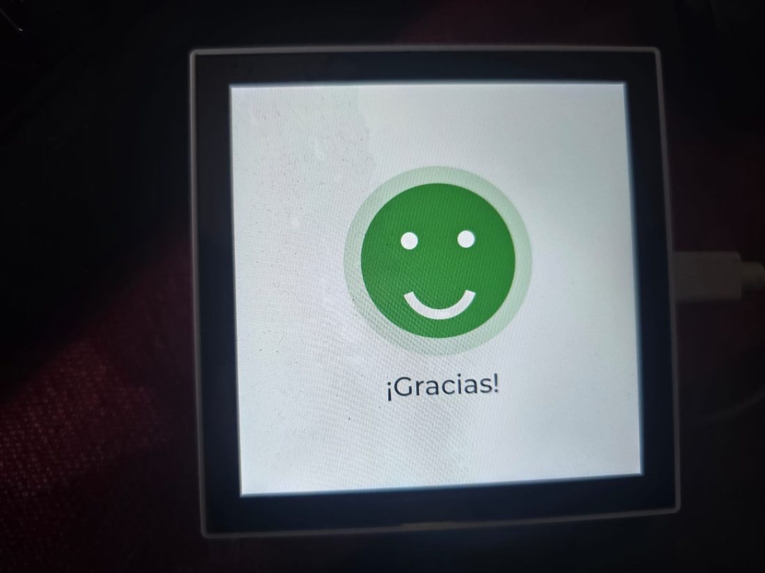 Thank-you screen after a positive tap